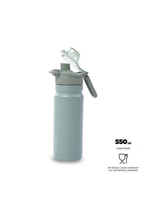 Termo Para Agua Con Tapa Intercambiable Flux 550 Ml Verde