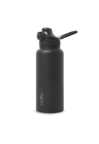 Termo Para Agua Con Tapa Intercambiable Flux 1000 Ml Negro Totto
