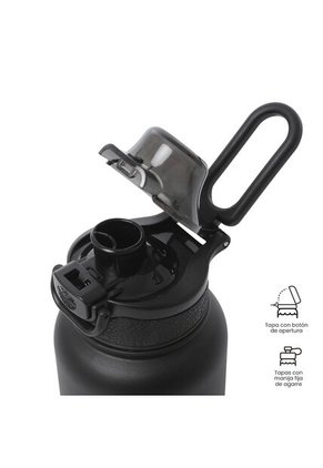 Termo Para Agua Con Tapa Intercambiable Flux 1000 Ml Negro