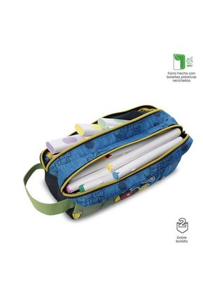Cartuchera Escolar Grande Para Niño 2 Cuerpos Mickey Azul