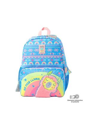 Combo Escolar Morral + Lonchera Llama Azul Niña