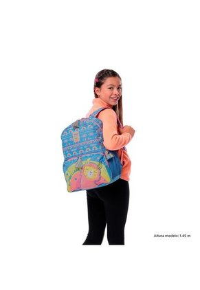Combo Escolar Morral + Lonchera Llama Azul Niña
