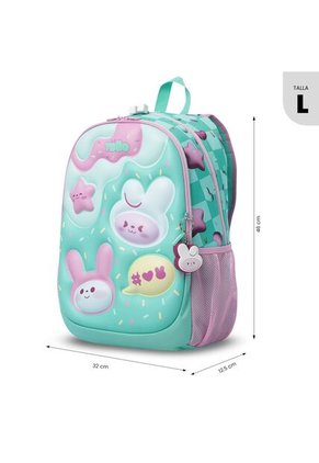 Morral Para Niña Bunny Pump Grande Verde Con Conejos