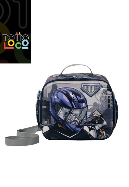 Lonchera Térmica Para Niño Helmet Racer Grande Negra