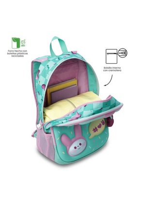 Morral Para Niña Bunny Pump Grande Verde Con Conejos