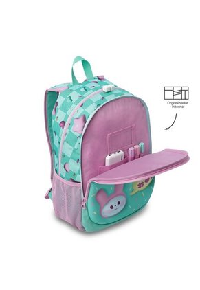Morral Para Niña Bunny Pump Grande Verde Con Conejos