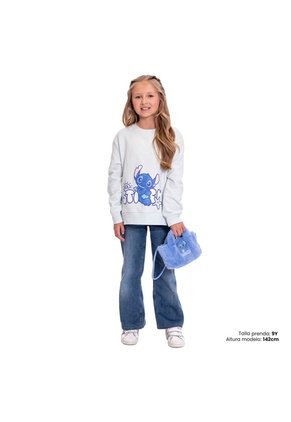 Buzo Para Niña Stitch On The Beach Color Azul