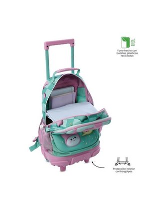 Maleta Para Niña Con Ruedas Bunny Pump Mediano Verde