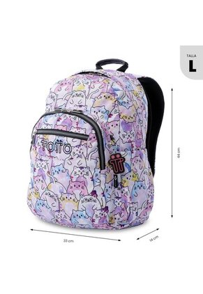 Morral Juvenil Porta PC 14" Acuarela Glitter Con Gatos