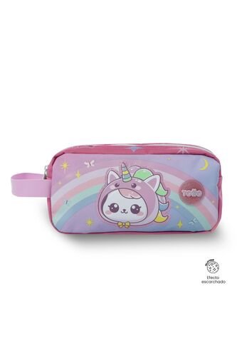 Cartuchera Escolar Grande Para Niña 2 Cuerpos Magic Spark Rosada Totto