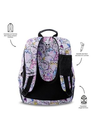 Morral Juvenil Porta PC 14" Rayol Glitter Con Gatos