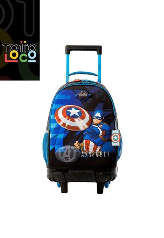 Morral Con Ruedas Niño Avengers Capitán América Mediano Gris Totto