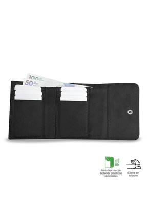 Billetera Mujer Roxanne Mediana Con RFID Blocker Negra