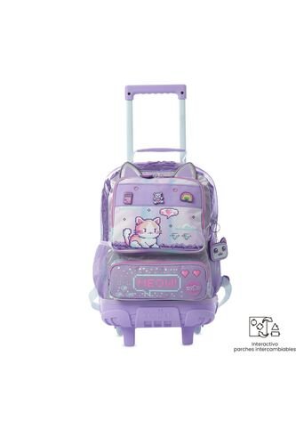 Maleta Para Niña Con Ruedas Andy Cat Mediano Morado Totto