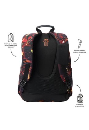 Morral Juvenil Porta PC 14" Acuarela Negro/Rojo