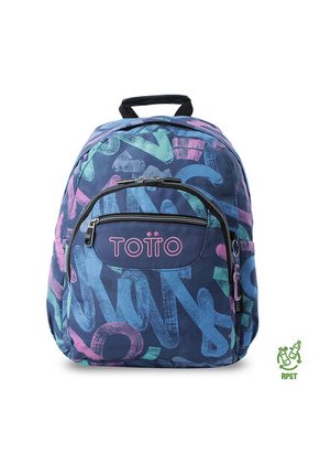 Morral Juvenil Porta PC 13" Gommas Azul Con Corazones