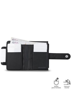 Billetera Para Mujer Texture Dull Con RFID Blocker Negra