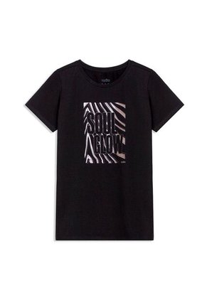 Camiseta Estampada Para Mujer Prime Manga Corta Negra