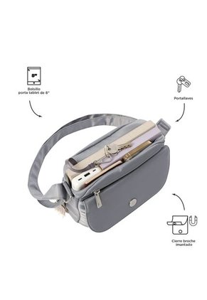 Bolso Pequeño Corneana 2.0 Gris Porta Tableta 8" Crossbody