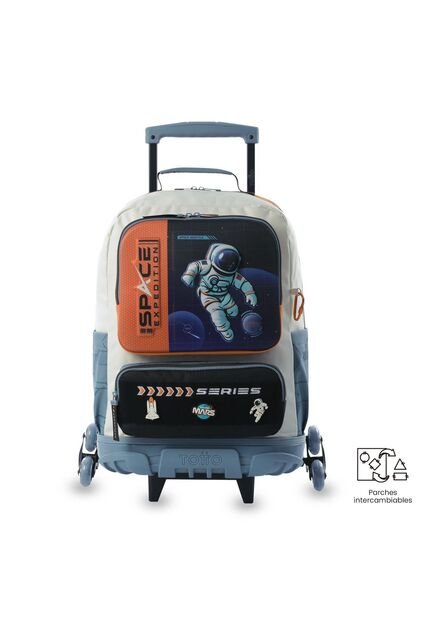 Maleta Para Niño Con Ruedas Morral 3 Ruedas Gemini Grande Naranja