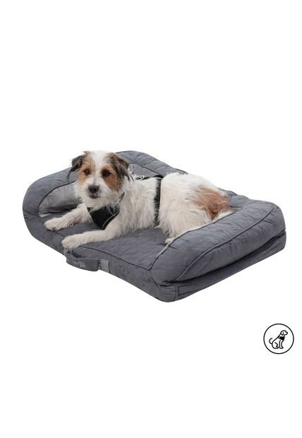 Cama Para Perros Acolchada Alina Gris Con Colchón Extraíble