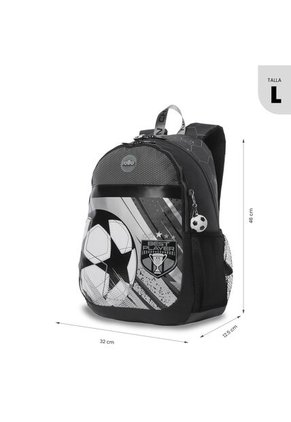Morral Para Niño Champion Grande Gris Con Diseño De Fútbol