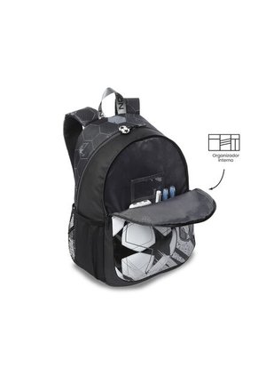 Morral Para Niño Champion Grande Gris Con Diseño De Fútbol