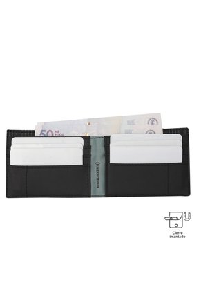 Billetera Dual Pequeña Con RFID Blocker Negra