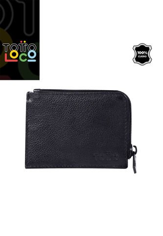 Billetera De Cuero Slice Negra Pequeña Totto