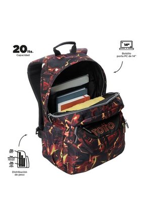Morral Juvenil Porta PC 14" Acuarela Negro/Rojo