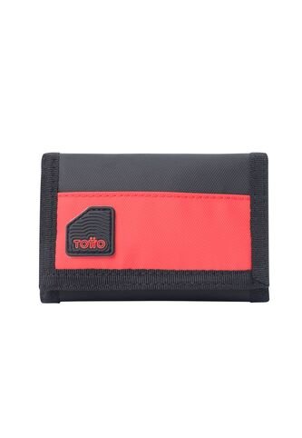 Billetera Contrast Mee Con RFID Blocker Negra/Roja Mediana Totto