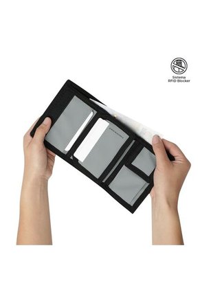 Billetera Contrast Chain Con RFID Blocker Negra