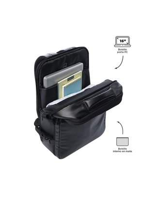 Morral Expandible Multifuncional Grow Porta PC 16" Negro