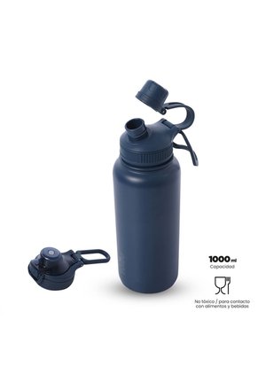 Termo Para Agua Con Tapa Intercambiable Flux 1000 Ml Azul
