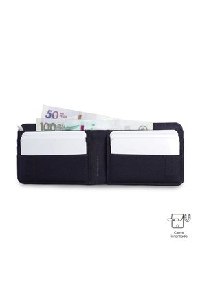 Billetera Hombre Wood Pequeña Con RFID Blocker Azul