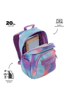 Morral Juvenil Porta PC 14" Acuarela Glitter Verde