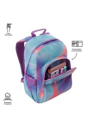 Morral Juvenil Porta PC 14" Acuarela Glitter Verde