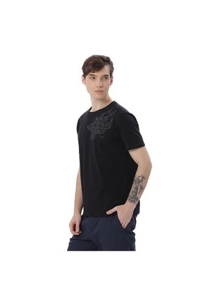 Camiseta Estampada Para Hombre Atena Manga Corta Negra