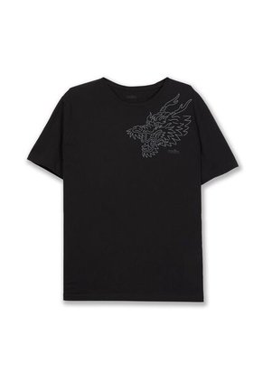 Camiseta Estampada Para Hombre Atena Manga Corta Negra