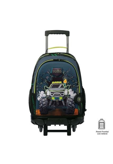 Morral Con Ruedas Niño Monster Race Grande Negro