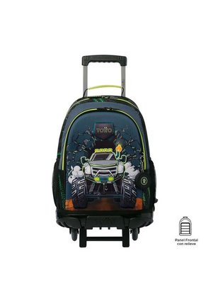 Morral Con Ruedas Niño Monster Race Grande Negro