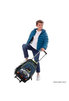 Morral Con Ruedas Niño Monster Race Grande Negro