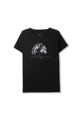 Camiseta Estampada Para Mujer Dusti Manga Corta Negra