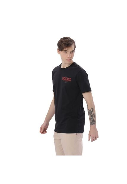 Camiseta Estampada Para Hombre Primen Manga Corta Negra