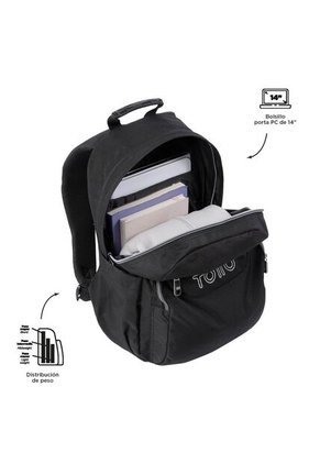 Morral Juvenil Porta PC 14" Acuarela Negro