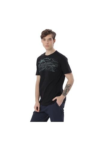 Camiseta Estampada Para Hombre Atena Manga Corta Negra Totto