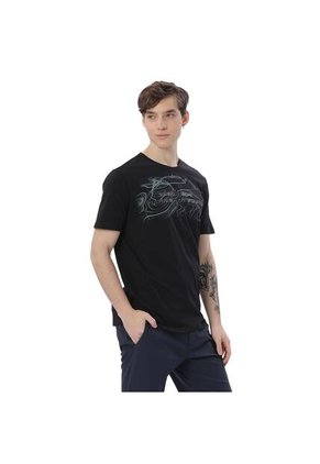 Camiseta Estampada Para Hombre Atena Manga Corta Negra
