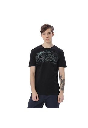Camiseta Estampada Para Hombre Atena Manga Corta Negra