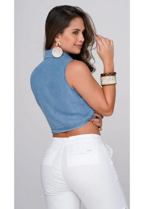 Camisa Manga Sisa En Tencel Azul Medio - Trucco's