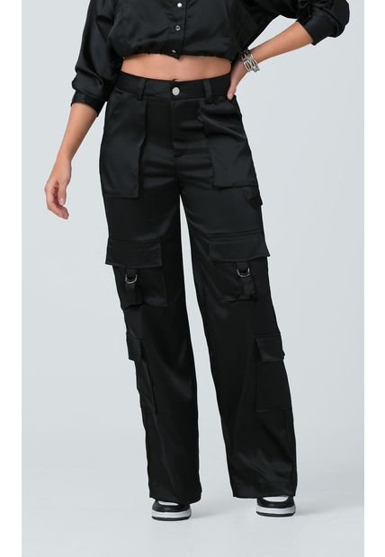 Pantalón Cargo Satinado Negro - Trucco's